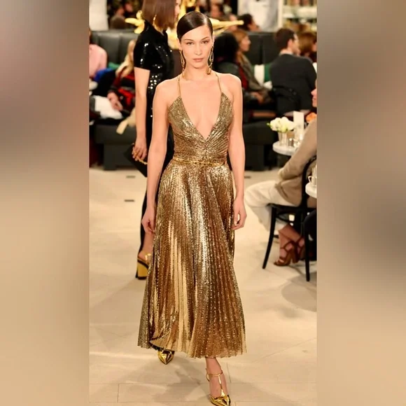 bella hadid gold dress ralph lauren 1950s Omega Gold-Plated 'Jumbo' Dress Watch main image 1